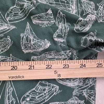 Roundtree & Yorke Men's Large Green Boat Designs Short Sleeve Button Up Shirt - Thumbnail 5