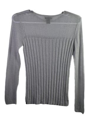 Express Women's Large Light Gray Long Sleeve Sweater - Thumbnail 6