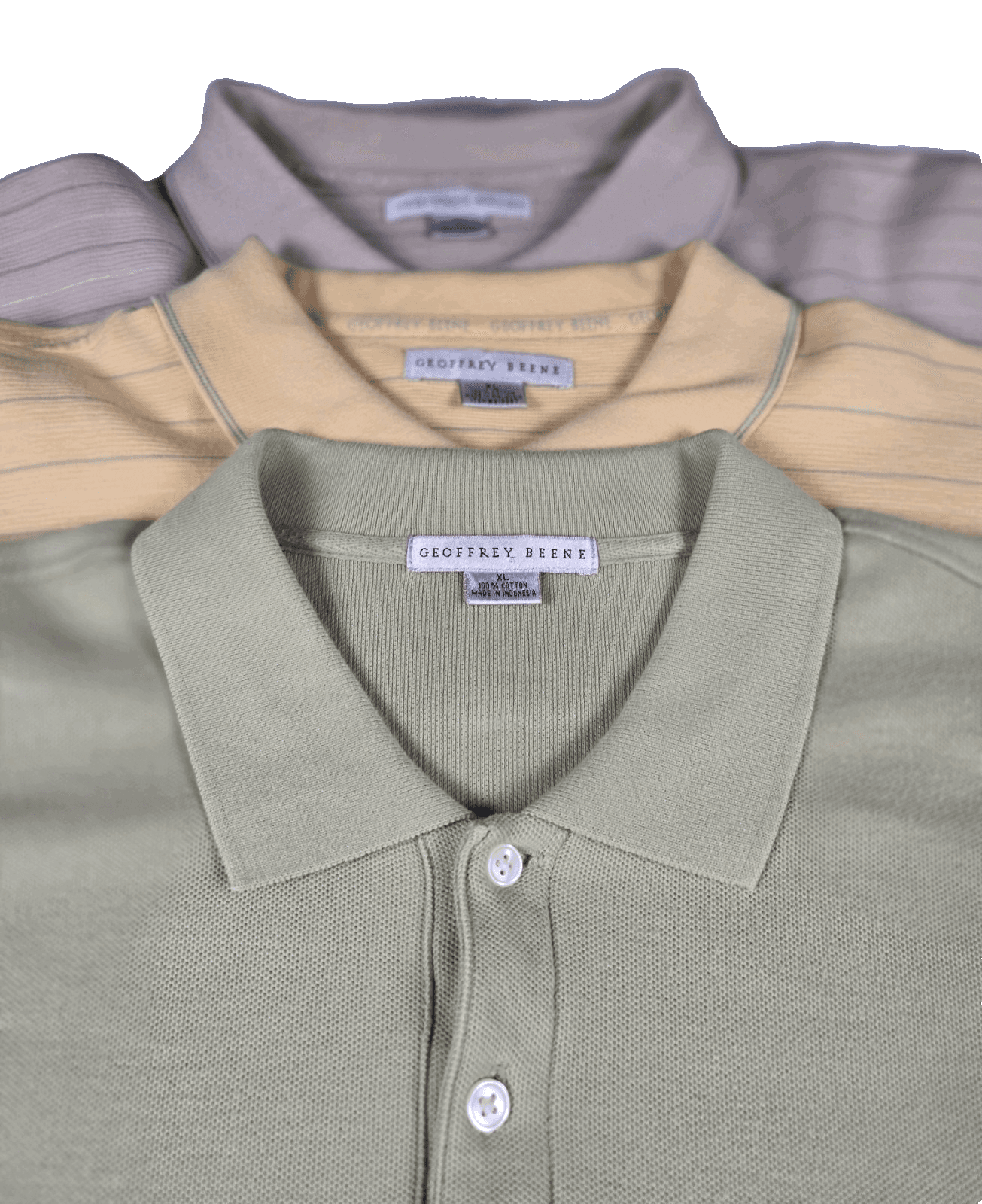 Geoffrey Beene Men’s XL Yellow, Green & Beige Short Sleeve Polo Shirts (3) - Image 1