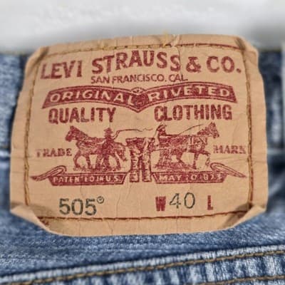 Levi's Men's 40 Blue Denim Regular Fit 505 Jean Shorts - Thumbnail 4