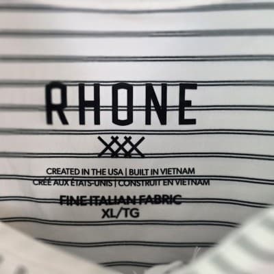 Rhone Men's XL White Striped Commuter Nylon Stretch Performance Golf S/S Shirt - Thumbnail 3