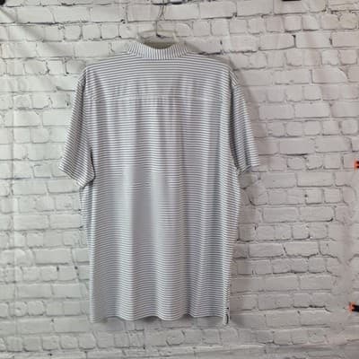 Rhone Men's XL White Striped Commuter Nylon Stretch Performance Golf S/S Shirt - Thumbnail 7