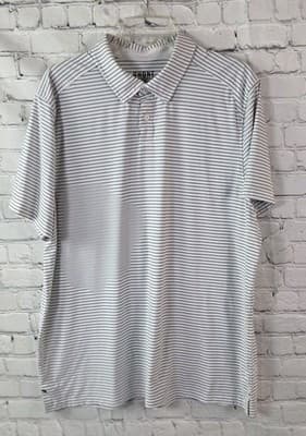 Rhone Men's XL White Striped Commuter Nylon Stretch Performance Golf S/S Shirt - Thumbnail 2