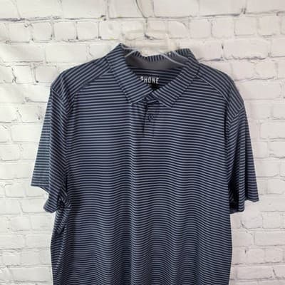 Rhone Men's XL Blue Commuter Striped Casual S/S Golf Shirt - Image 1
