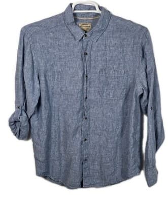 Quiksilver Waterman Mens Medium Blue Long Sleeve Button Up Shirt - Image 1