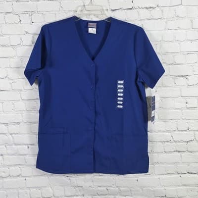 Cherokee Women's Small Blue Workwear V-Neck Scrubs Shirt - Image 1