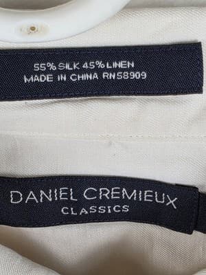 Daniel Cremieux Men's XL Ivory Silk & Linen Short Sleeve Shirt - Thumbnail 5