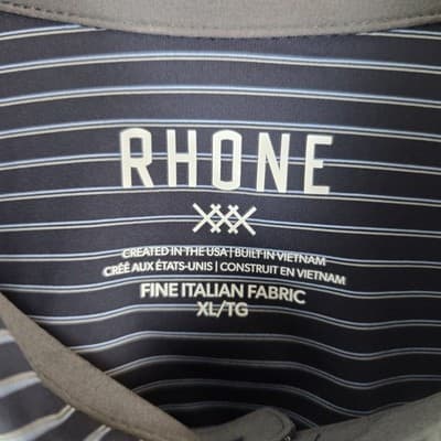 Rhone Men's XL Blue Commuter Striped Casual S/S Golf Shirt - Thumbnail 2