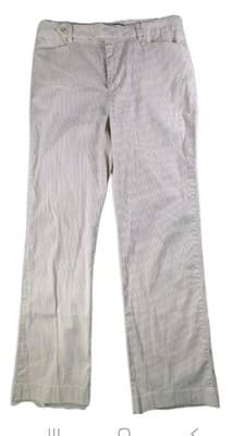 Lauren Ralph Lauren Women's Size 8 Straight Leg Brown & White Stripes Pants - Image 1