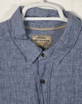 Quiksilver Waterman Mens Medium Blue Long Sleeve Button Up Shirt - Thumbnail 2