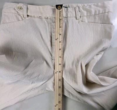 Lauren Ralph Lauren Women's Size 8 Straight Leg Brown & White Stripes Pants - Thumbnail 6