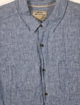 Quiksilver Waterman Mens Medium Blue Long Sleeve Button Up Shirt - Thumbnail 3