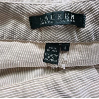Lauren Ralph Lauren Women's Size 8 Straight Leg Brown & White Stripes Pants - Thumbnail 2