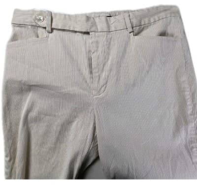 Lauren Ralph Lauren Women's Size 8 Straight Leg Brown & White Stripes Pants - Thumbnail 4