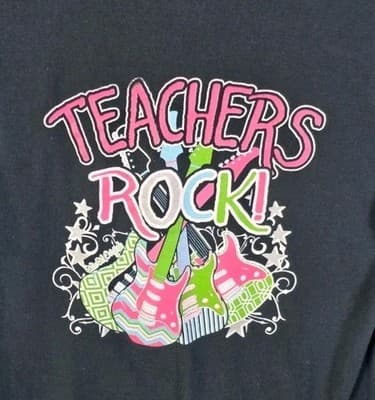 Girlie Girl's Women's XL Black " Teachers Rock " Short Sleeve T-Shirt - Thumbnail 6