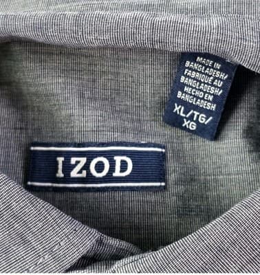 Izod Men's XL Gray Classic Fit Long Sleeve Button Up Shirt - Thumbnail 3