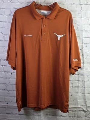 Columbia PFG Men's Large Texas Longhorns Burnt Orange Short Sleeve Polo Shirt - Thumbnail 2