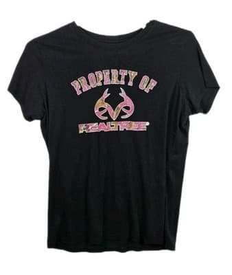 Real Tree Women's XL Black & Pink Short Sleeve T-Shirt - Image 1