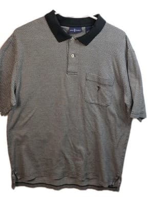 Daniel Cremieux Mens Large Gray Striped Short Sleeve Polo Shirt - Image 1