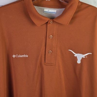 Columbia PFG Men's Large Texas Longhorns Burnt Orange Short Sleeve Polo Shirt - Image 1