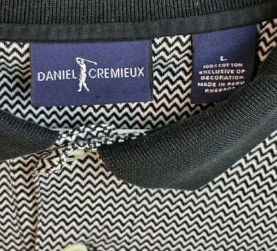 Daniel Cremieux Mens Large Gray Striped Short Sleeve Polo Shirt - Thumbnail 3