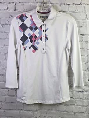 Callaway Adult Small White Geometric Opti Dri Stretch S/S Polo Shirt - Thumbnail 2