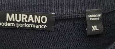 Murano Modern Preformance Men's XL Navy Blue Embroidered Long Sleeve Sweater - Thumbnail 3
