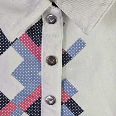 Callaway Adult Small White Geometric Opti Dri Stretch S/S Polo Shirt - Thumbnail 4