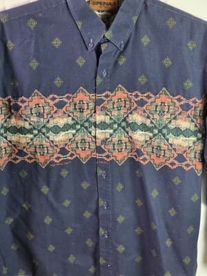 Vintage XXL Peña by Roper Southwest Yaqui Native Print Western Button Up Shirt - Thumbnail 2