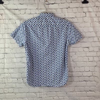Denim & Flower Men's Small Blue Floral Short Sleeve Shirt - Thumbnail 4