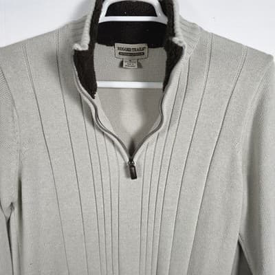 Rugged Trails Men’s Medium Tan 1/4 Zip Mock Neck Sweater - Thumbnail 3