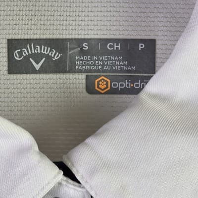 Callaway Adult Small White Geometric Opti Dri Stretch S/S Polo Shirt - Thumbnail 3