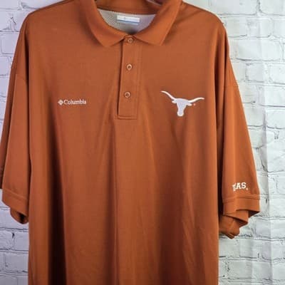 Columbia PFG Men's Large Texas Longhorns Burnt Orange Short Sleeve Polo Shirt - Thumbnail 3