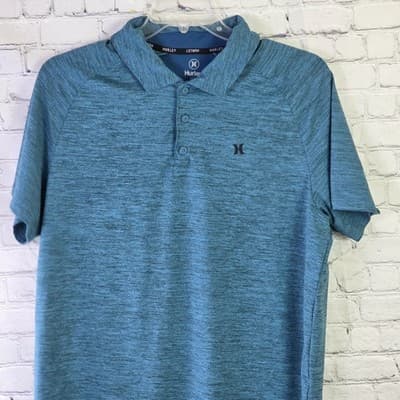 Hurley Men's XL Blue Green Golf S/S Polo Shirt - Thumbnail 2