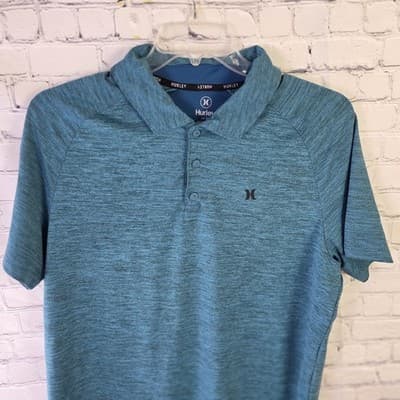 Hurley Men's XL Blue Green Golf S/S Polo Shirt - Thumbnail 3