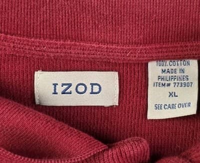 Izod Men's XL Red Long Sleeve Pullover - Thumbnail 3