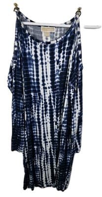 Michael Kors Women’s Medium White Tie Dye Chain Strap Cold Shoulder Dress - Image 1