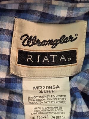 Wrangler Riata Men's Small Long Sleeve Button Up Shirt - Thumbnail 3