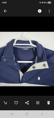 IZOD Men's Small Blue & Gray Mock Neck Fleece Pullover - Thumbnail 2