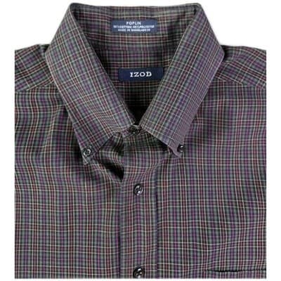 Izod Men's Large 16 1/2 Tattersall Plaid Long Sleeve Button Up Shirt - Thumbnail 2