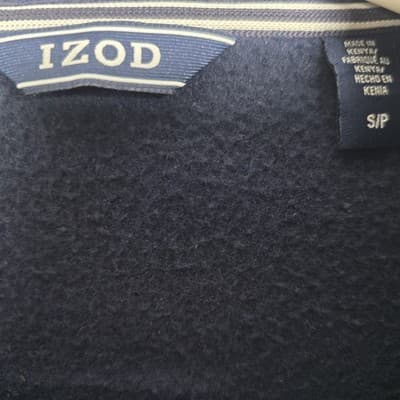 IZOD Men's Small Blue & Gray Mock Neck Fleece Pullover - Thumbnail 3