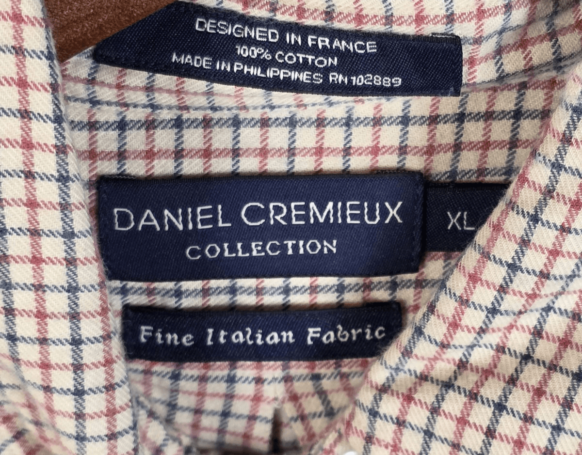 Daniel Cremieux Men's XL Plaid Red/Tan/Blue Button Down Shirt - Thumbnail 4