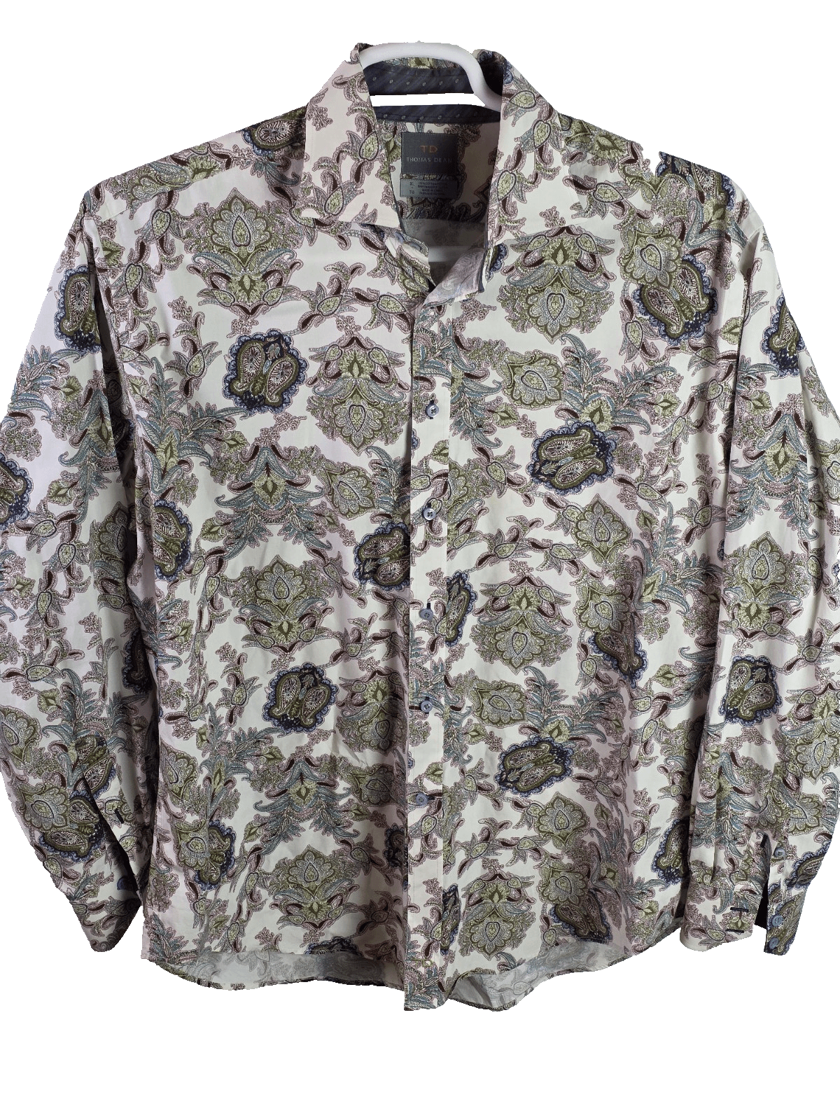 Thomas Dean Men’s XL Multi-Colored Paisley Long Sleeve Button Up Shirt - Image 1