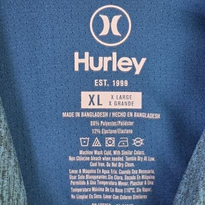 Hurley Men's XL Blue Green Golf S/S Polo Shirt - Thumbnail 4