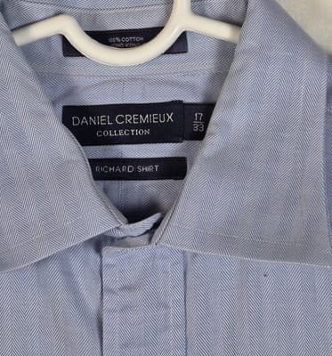 Daniel Cremieux Men's 17 - 33 Blue Shirt with Pinstripes - Thumbnail 2