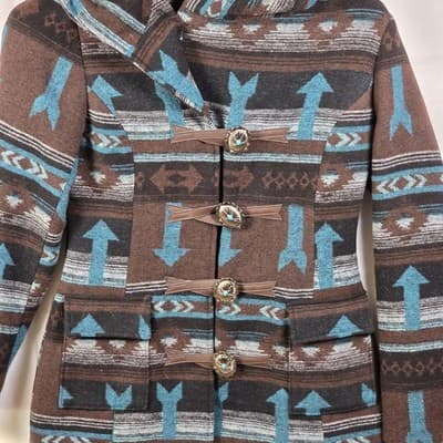 Cruel Denim Women's Small Blue / Brown Western Aztec Jacket RN 155737 - Thumbnail 9