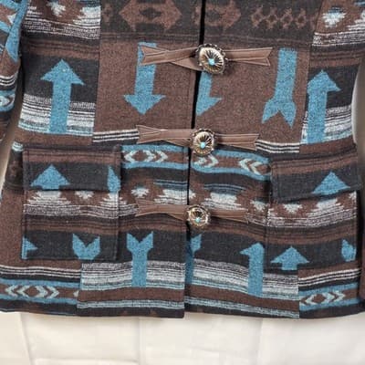 Cruel Denim Women's Small Blue / Brown Western Aztec Jacket RN 155737 - Thumbnail 8