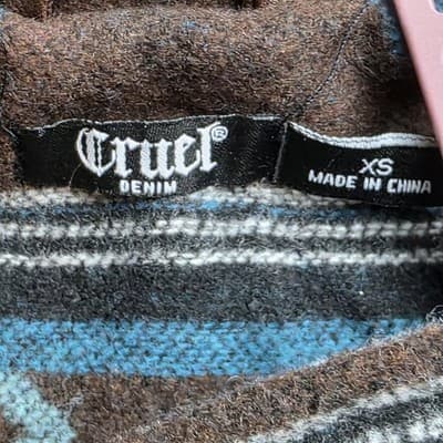 Cruel Denim Women's Small Blue / Brown Western Aztec Jacket RN 155737 - Thumbnail 3