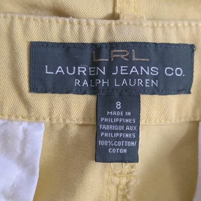 Lauren Jeans Co. Ralph Lauren Women's Size 8 Yellow Chino Shorts - Thumbnail 3