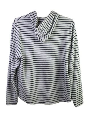 Marine Layer Men’s XL Ivory Blue Striped Long Sleeve Hoodie - Thumbnail 5